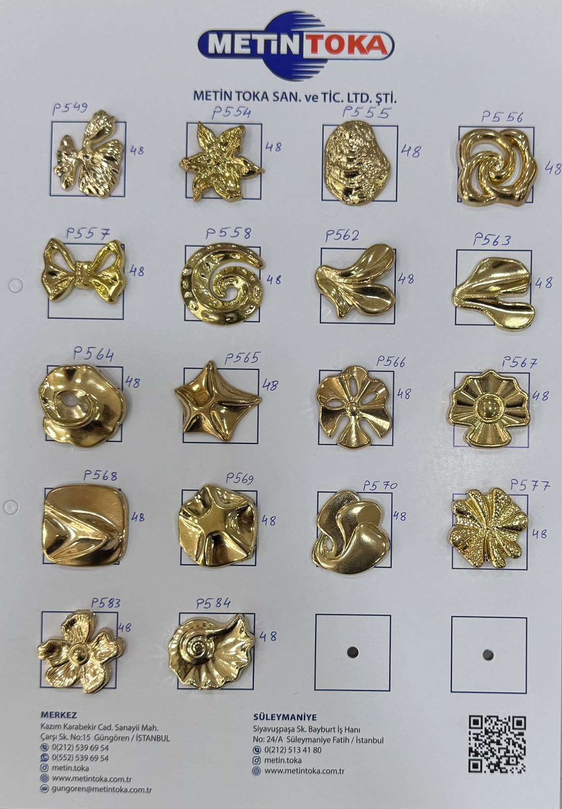 Cartes d’échantillons — boutons asymétriques 48/54L